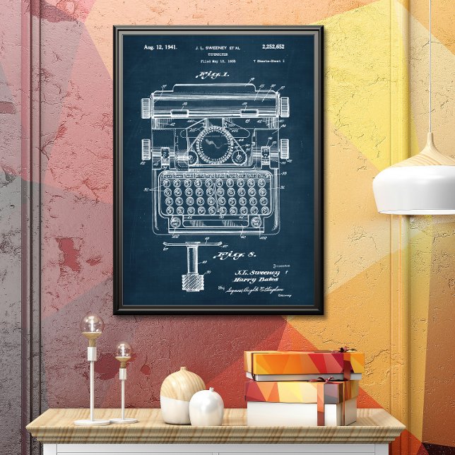 Mörk blått | Typewriter-patent Poster (Skapare uppladdad)