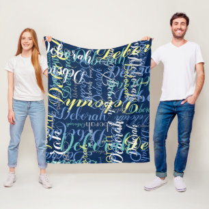 Mörk blått Ull-Blanket med repeterat Färg Namn Fleecefilt