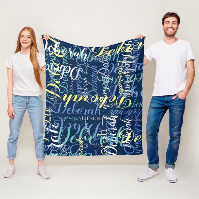 Mörk blått Ull-Blanket med repeterat Färg Namn Fleecefilt (På plats)
