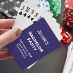 Mörk blått uppspelningskort för Bachelor-partiet Casinokort<br><div class="desc">Mörk blått och oformaterad textkandidat, en design för blivande jurister eller värdar som ser blått som en symbol för förtroende och lojalitet och föredrar oformaterad text utan någon bakgrund inslag för att förbättra läsbarheten. Den vita text som kontrasterar mot den fasta mörk blått bakgrunden och användan av sans serif typsnitt...</div>