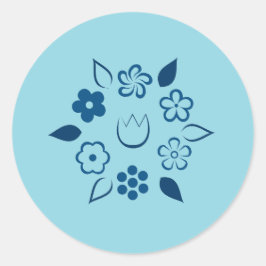 Mörk blått Vår-blomman med vimisk Blommigt Runt Klistermärke