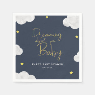 Mörk blått vattenfärgsmoln Boy Baby Shower Pappersservett