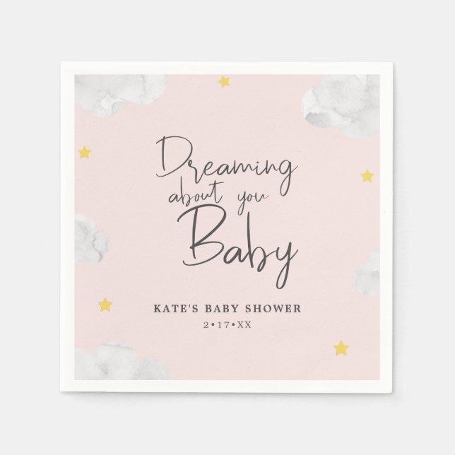 Mörk blått vattenfärgsmoln Boy Baby Shower Pappersservett (Framsidan)