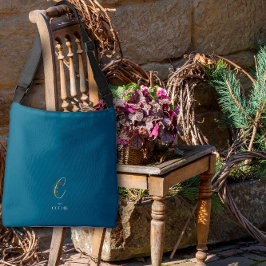 Mörk blått vattenfärgsmonogram brev C-sjukskötersk Axelväska