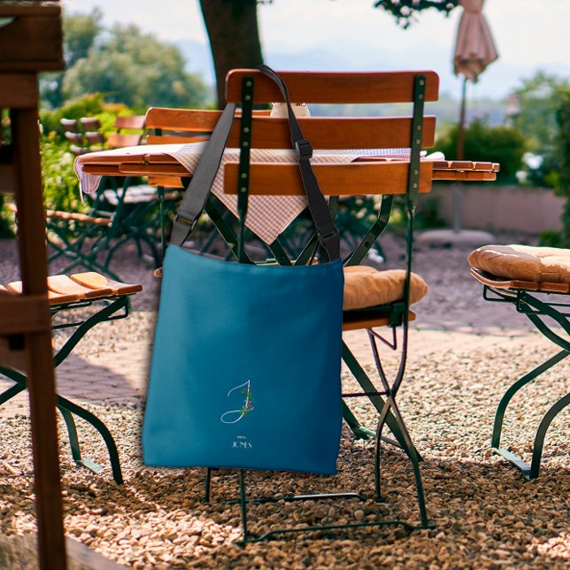 Mörk blått vattenfärgsmonogram brev J sjukskötersk Axelväska (Skapare uppladdad)