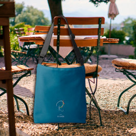 Mörk blått vattenfärgsmonogram brev R-sjukskötersk Axelväska