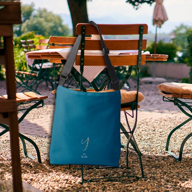 Mörk blått vattenfärgsmonogram brev Y sjukskötersk Axelväska (Skapare uppladdad)