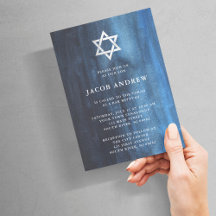 Mörk blått vattenfärgsutseende Pub Mitzvah