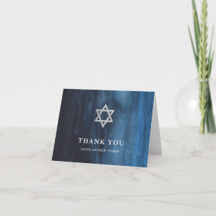 Mörk blått vattenfärgsutseende Pub Mitzvah Tack Kort