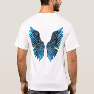 Mörk blått Vingar som ger sig på baksidan T Shirt