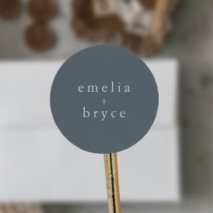 MÖRK BLÅTT vinterbröllop med EMELIA-minimalistisk Runt Klistermärke
