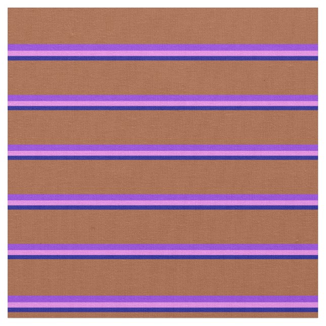 Mörk blått, Violet, Lila och Sienna Linjer Tyg (Närbild)
