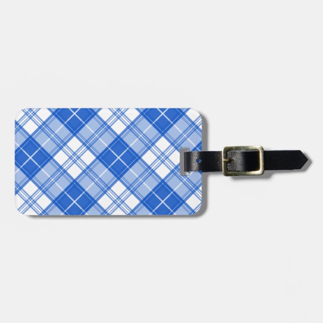Mörk blått vit Tartan Mönster yxm0uat9 diagonal Bagagebricka (Horisontell Framsida)