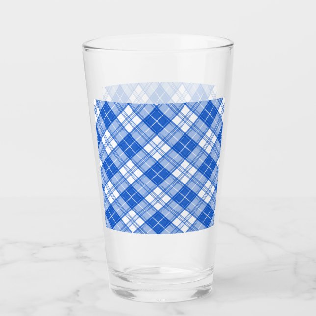 Mörk blått vit Tartan Mönster yxm0uat9 diagonal Glaskopp (Framsida)