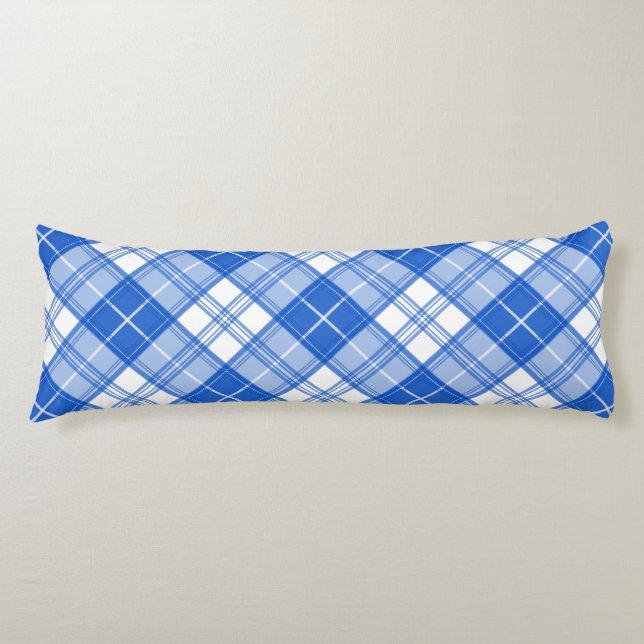 Mörk blått vit Tartan Mönster yxm0uat9 diagonal Kroppskudde (Framsidan)