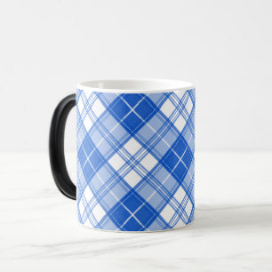 Mörk blått vit Tartan Mönster yxm0uat9 diagonal Magisk Mugg