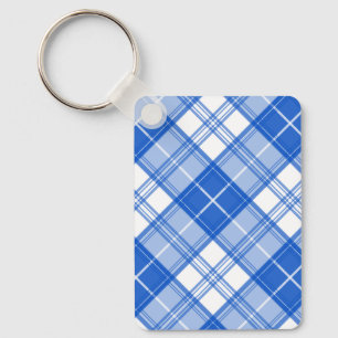 Mörk blått vit Tartan Mönster yxm0uat9 diagonal Nyckelring