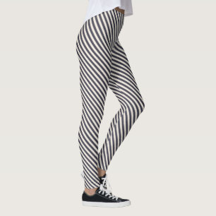Mörk blått vita diagonalen Rand Mönster Leggings