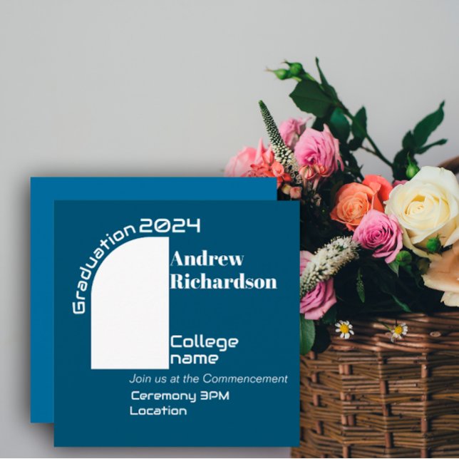 Mörk blått vitt typografi studenten-plattkort meddelande (Skapare uppladdad)