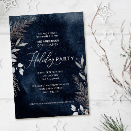 Mörk blått Winter Foliage Corporate Julfest Inbjudningar