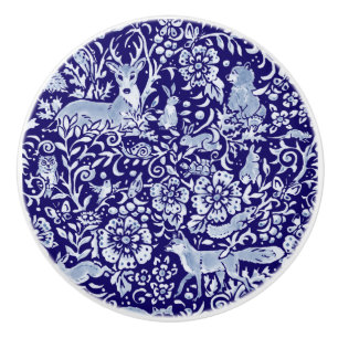 Mörk blått Woodland Animal Ornate Blommigt Vacker Knopp