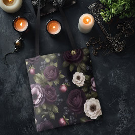 Mörk Blommig Tygkasse