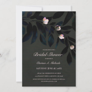 Mörk Blommigt Boho Grått Gothic Löv Möhippa Inbjudningar