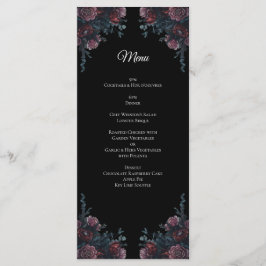 Mörk Blommigt Bröllop Gothic Black Elegant Meny