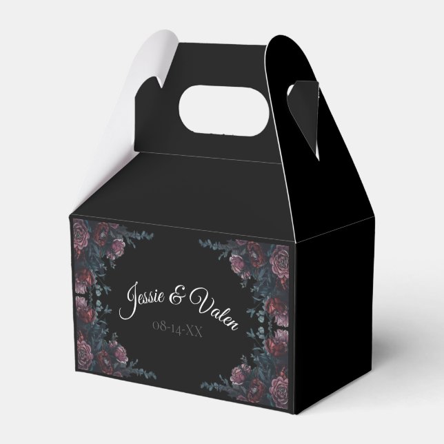 Mörk Blommigt Bröllop Gothic Black Elegant Presentaskar (Framsidan Sidan)