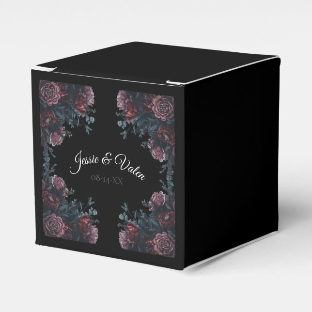 Mörk Blommigt Bröllop Gothic Black Elegant Presentaskar (Framsidan Sidan)