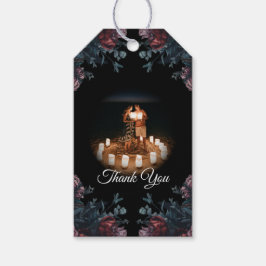 Mörk Blommigt Bröllop Gothic Black Elegant Presentetikett