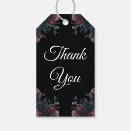 Mörk Blommigt Bröllop Gothic Black Elegant Presentetikett