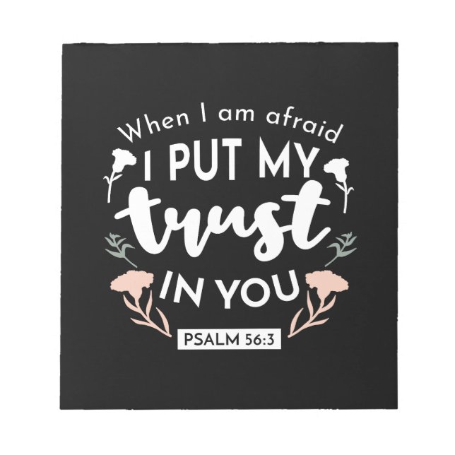 Mörk Blommigt Christian Art - Psalm 56:3 Anteckningsblock (Framsida)