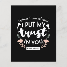 Mörk Blommigt Christian Art - Psalm 56:3 Flygblad