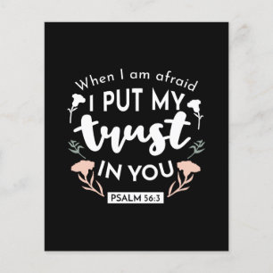 Mörk Blommigt Christian Art - Psalm 56:3 Flygblad