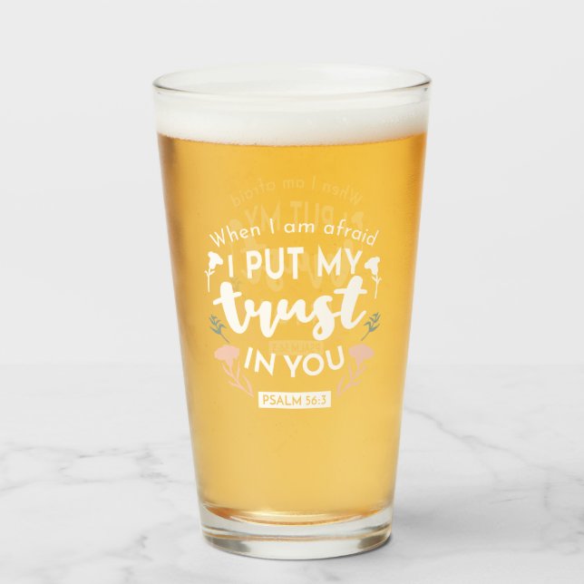 Mörk Blommigt Christian Art - Psalm 56:3 Glaskopp (Framsida fylld)