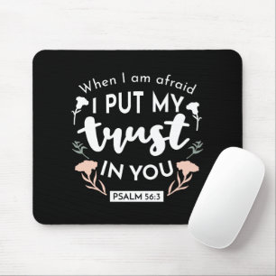 Mörk Blommigt Christian Art - Psalm 56:3 Musmatta