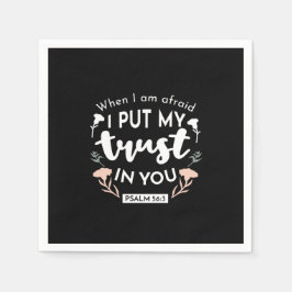 Mörk Blommigt Christian Art - Psalm 56:3 Pappersservett