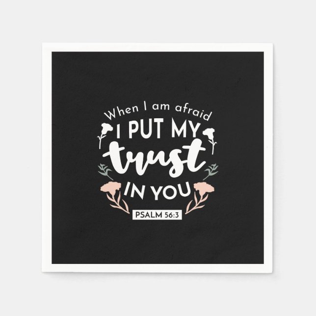 Mörk Blommigt Christian Art - Psalm 56:3 Pappersservett (Framsidan)