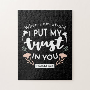 Mörk Blommigt Christian Art - Psalm 56:3 Pussel