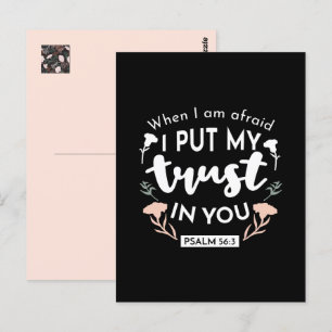 Mörk Blommigt Christian Art - Psalm 56:3 Vykort