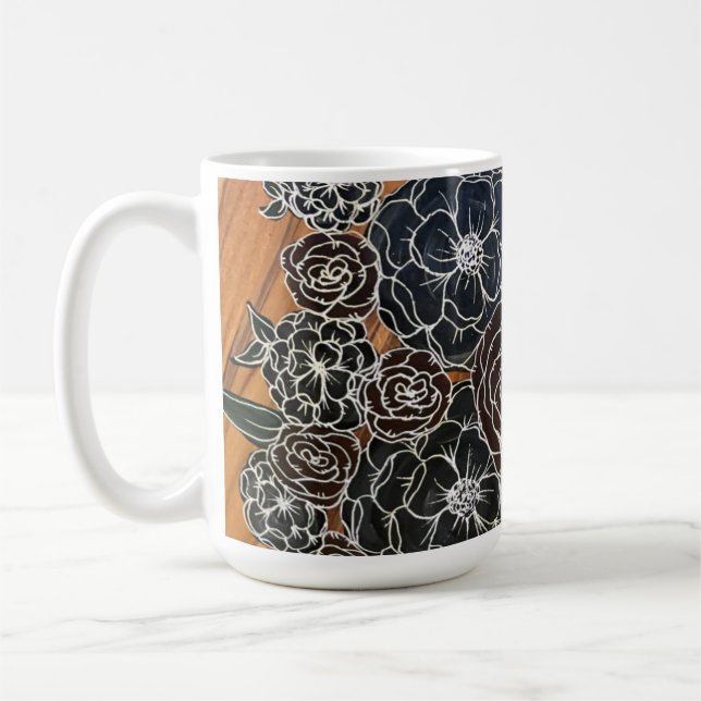 Mörk Blommigt Coffee Mugg (Vänster)