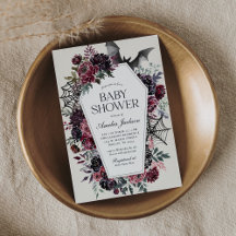 Mörk Blommigt Coffin Halloween Baby Shower
