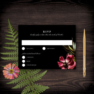 Mörk + Blommigt för Moody Elegant, svart Bröllop O Inbjudningar