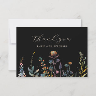 Mörk, Blommigt för Moody Elegant, Svarta Bröllop Tack Kort