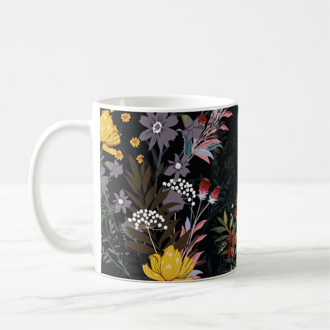 Mörk Blommigt Garden: Blodning Nattens Mönster Kaffemugg (Vänster)