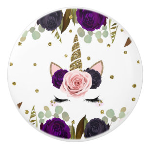 Mörk Blommigt Glam Guld Glitter Unicorn Trendig Knopp