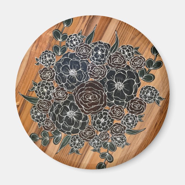 Mörk Blommigt Magnet (Framsidan)