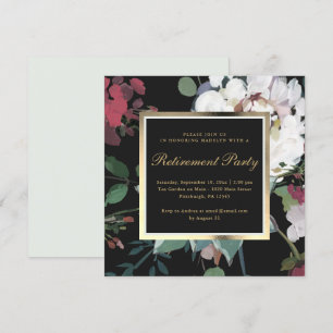 Mörk Blommigt med Faux Guld Ram Pension Party i Inbjudningar