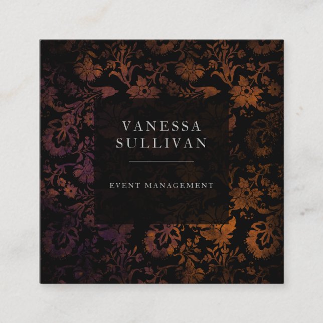 Mörk Blommigt Moody händelseplanering Affärskort 2 Fyrkantigt Visitkort (Framsida)